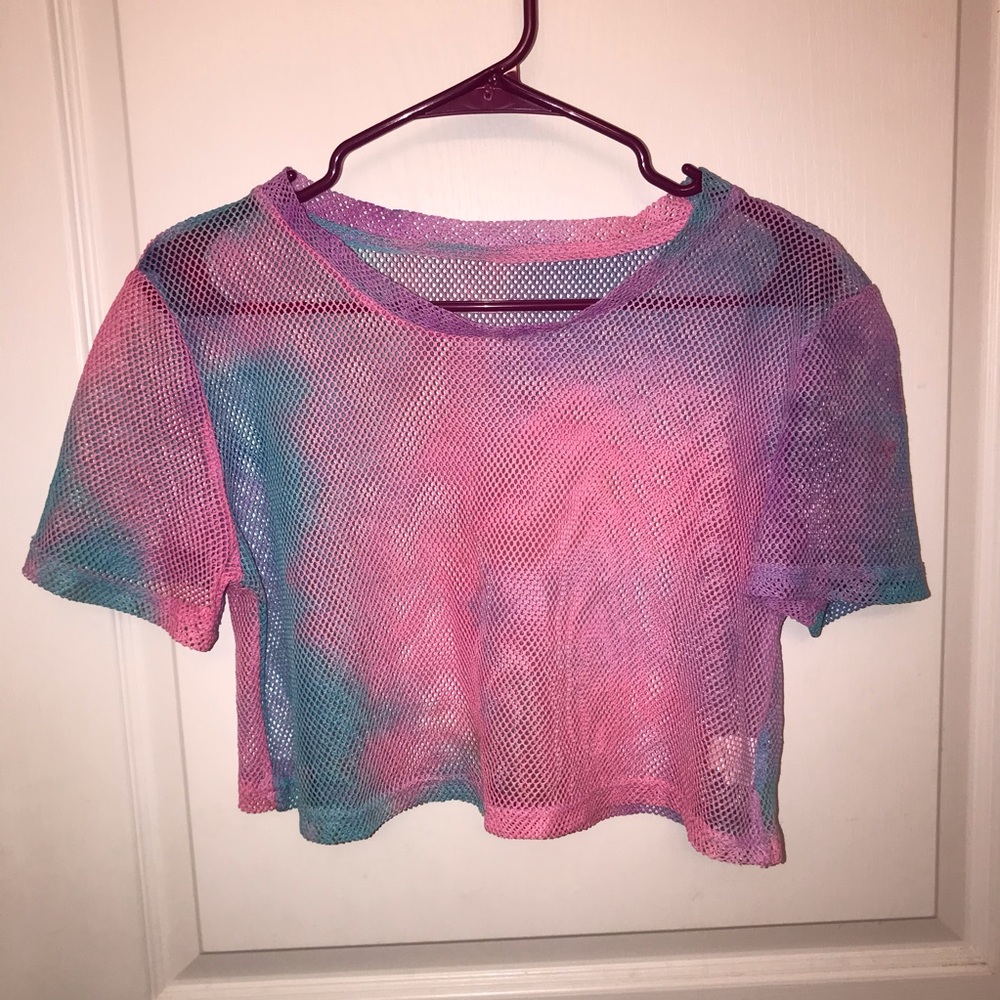 Rave concert see-through mesh shirt crop top